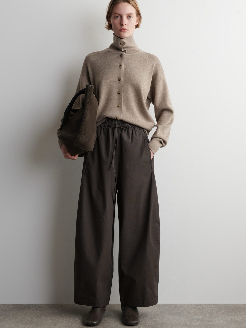COS Dark Brown elasticized Barrel Pants